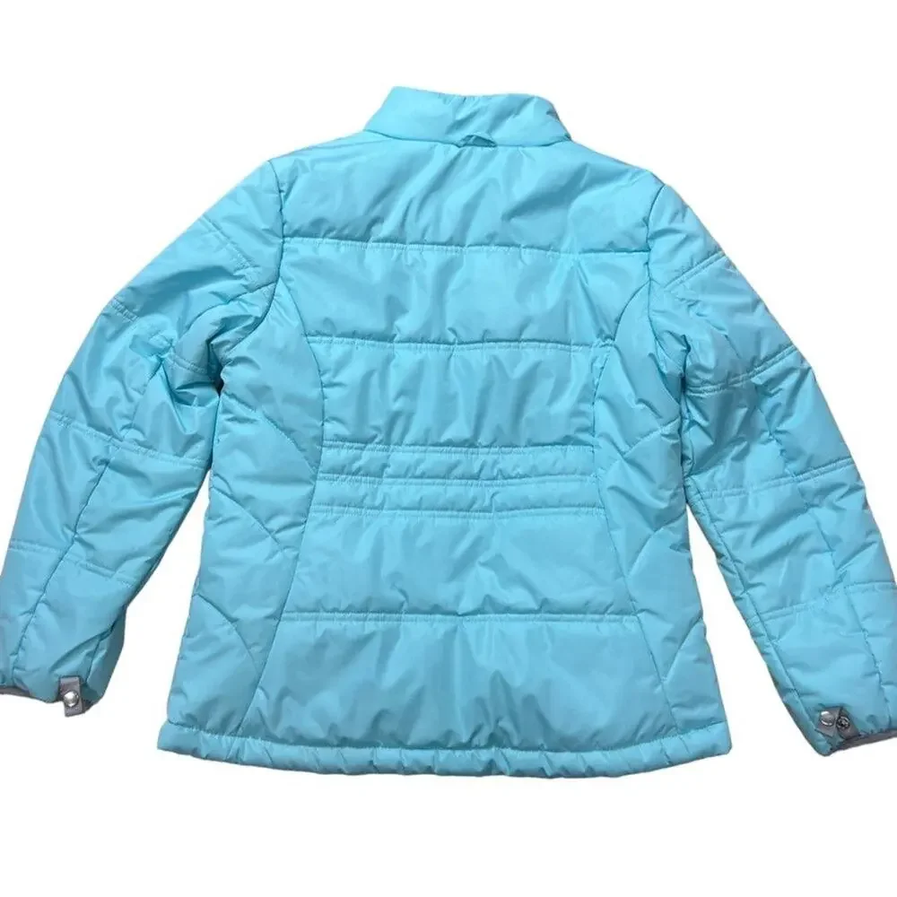 Gerry Girls Size M (10-12) Puffer Coat Jacket Light Blue Front Zip‎ Lightweight